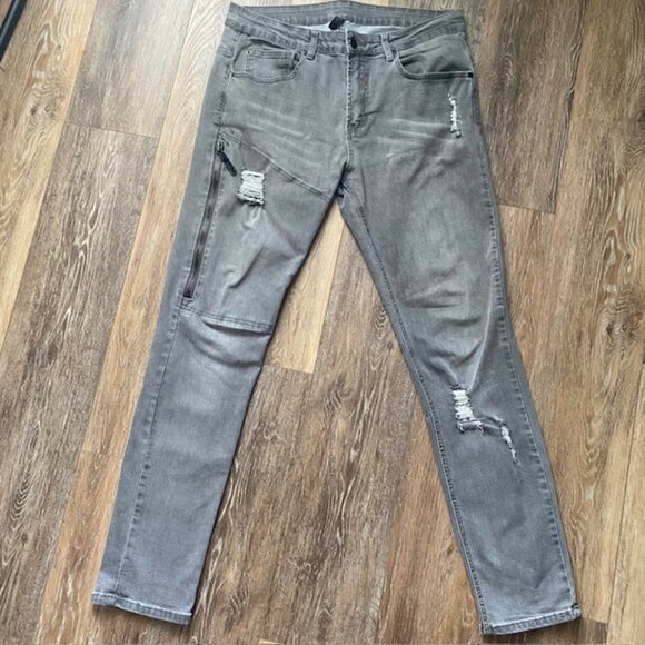 Young & Reckless Other - Young and Reckless Y&R Men's Ripped Jeans Size 34 Gray stretch 5 pocket